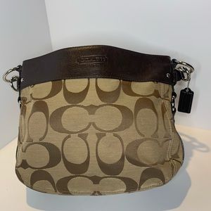 Coach Zoe Brown Signature Jacquard Shoulder Bag